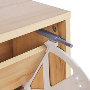 Scarpiera a 2 scomparti in truciolato Gambe in legno di gomma Legno chiaro elegante