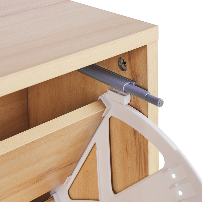 Scarpiera a 2 scomparti in truciolato Gambe in legno di gomma Legno chiaro elegante