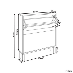 Scarpiera a 2 scomparti in truciolato Gambe in legno di gomma Legno chiaro elegante