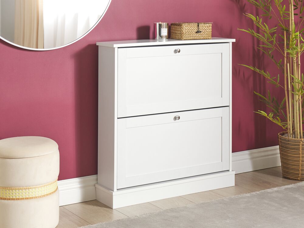 Scarpiera 2 scomparti in truciolato bianco design moderno