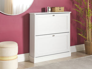 Scarpiera 2 scomparti in truciolato bianco design moderno