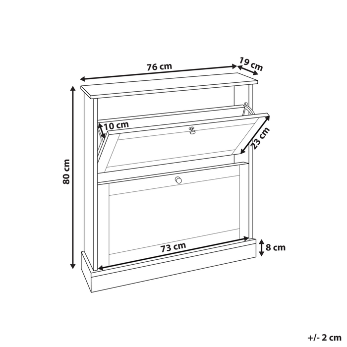 Scarpiera 2 scomparti in truciolato bianco design moderno