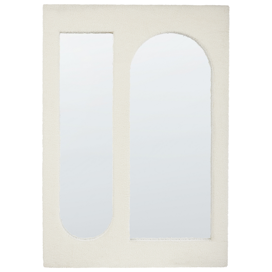 Specchio da parete con cornice bianco sporco e rivestimento in vetro 70 x 100 cm Rettangolare decorativo da parete, pezzo d'arredo in stile moderno