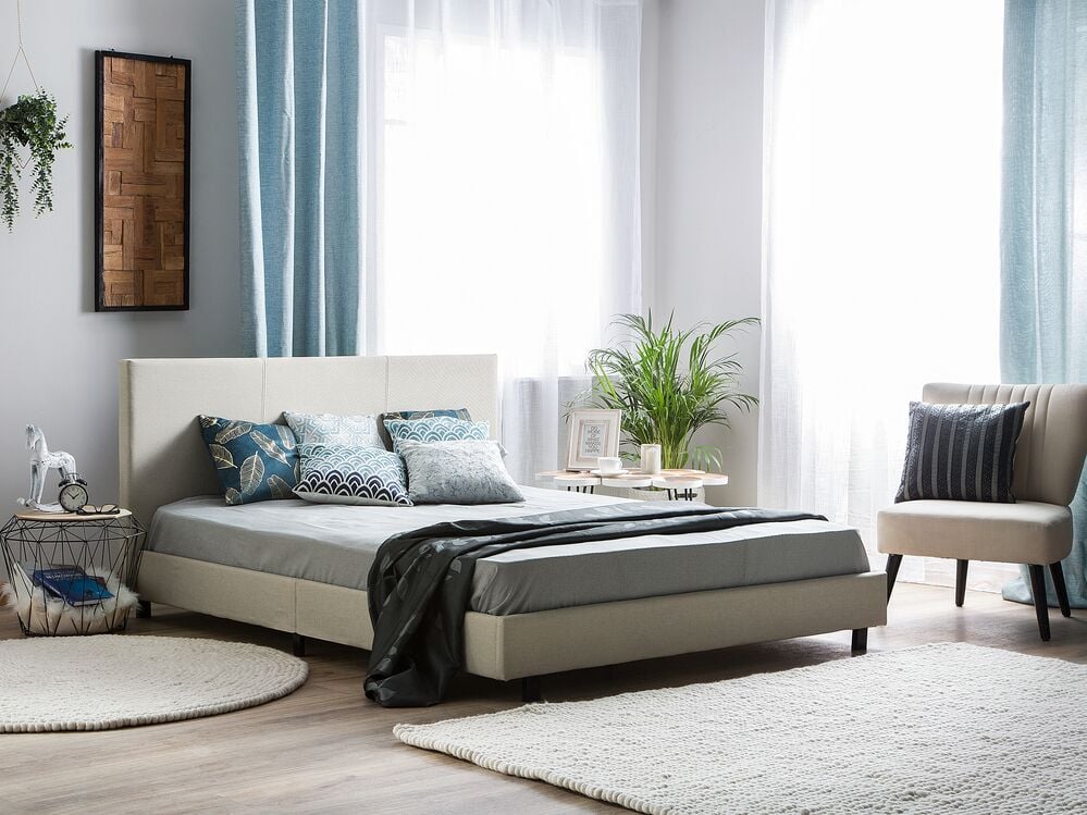EU King Size Letto ad acqua tessuto beige 180 x 200 cm con materasso poggiatesta Design moderno