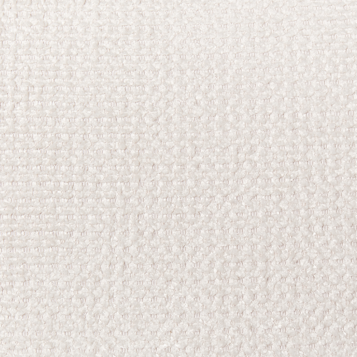 Divano a 3 posti in tessuto di ciniglia bianca con gambe in metallo argento contemporaneo