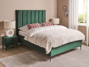 Set da camera da letto rivestiti in velluto verde scuro con due comodini 140 x 200 cm stile elegante