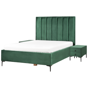 Set da camera da letto rivestiti in velluto verde scuro con due comodini 140 x 200 cm stile elegante