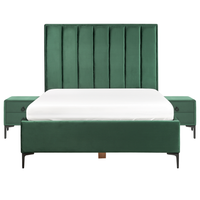 Set da camera da letto rivestiti in velluto verde scuro con due comodini 140 x 200 cm stile elegante