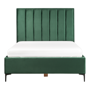 Set da camera da letto rivestiti in velluto verde scuro con due comodini 140 x 200 cm stile elegante