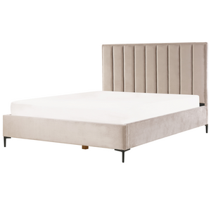 Set da camera da letto rivestiti in velluto tortora con due comodini 180 x 200 cm stile elegante