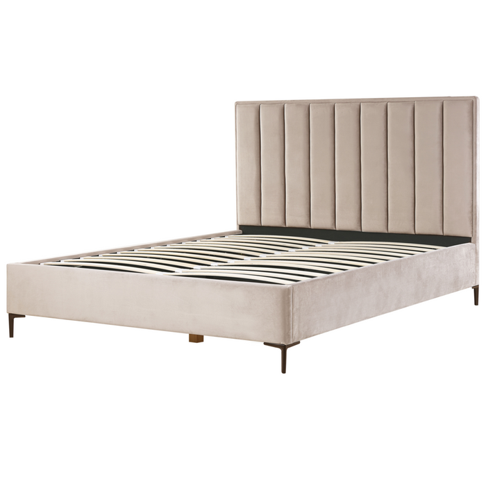 Set da camera da letto rivestiti in velluto tortora con due comodini 180 x 200 cm stile elegante