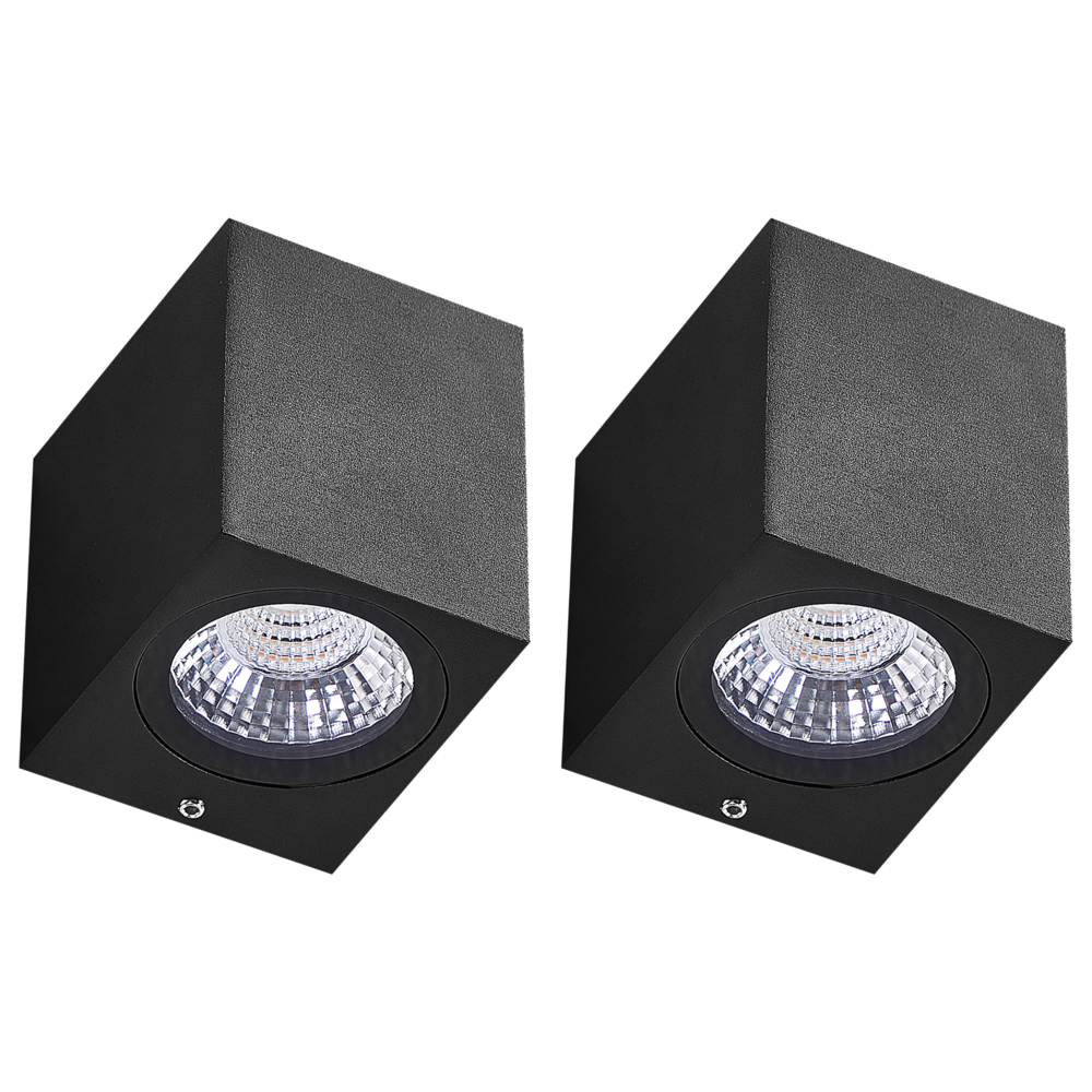 Set di 2 lampade da parete con LED in metallo di colore nero stile moderno contemporaneo