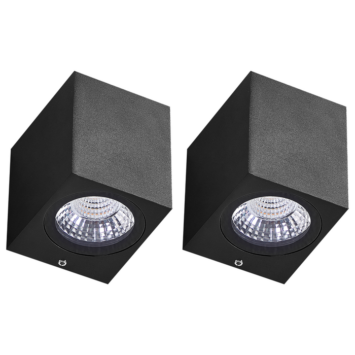 Set di 2 lampade da parete con LED in metallo di colore nero stile moderno contemporaneo