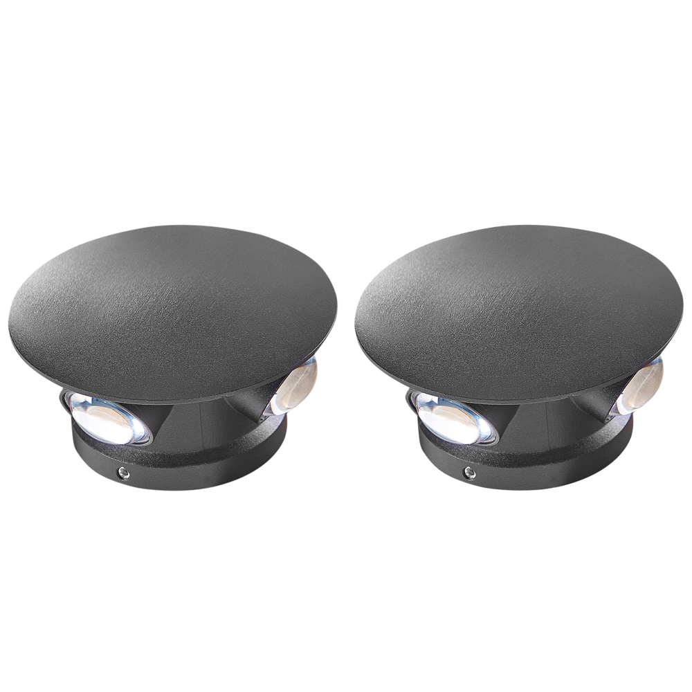 Set di 2 lampade da parete con LED in metallo di colore nero stile moderno contemporaneo