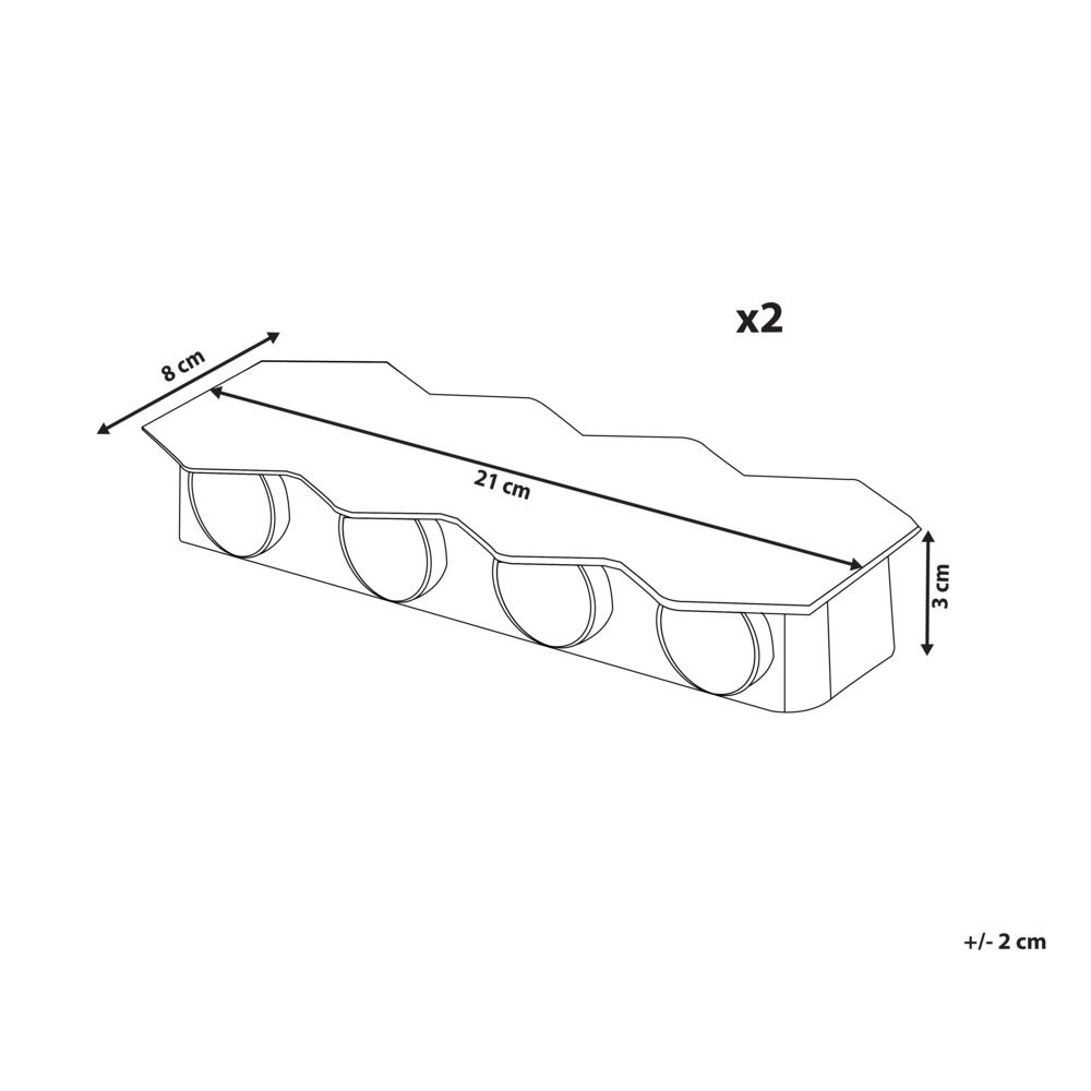 Set di 2 lampade da parete con LED in metallo di colore nero stile moderno contemporaneo
