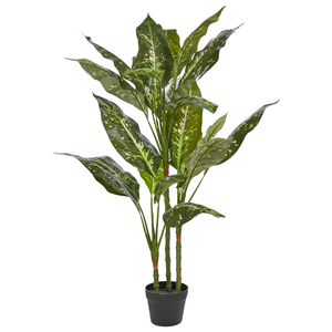 Pianta artificiale Dieffenbachia in vaso Materiale sintetico verde e Nero 110 cm Accessorio decorativo per interni