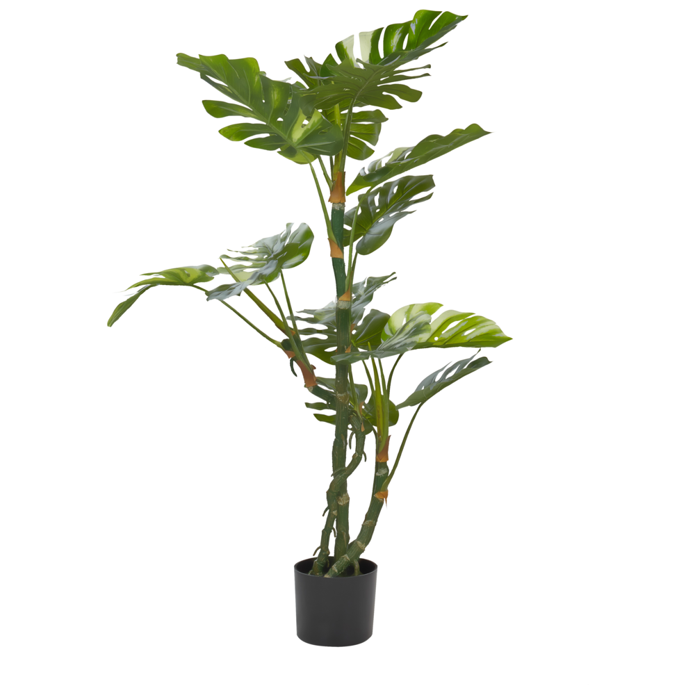 Pianta artificiale di Monstera in vaso verde e Nero sintetico 135 cm Materiale decorativo per interni
