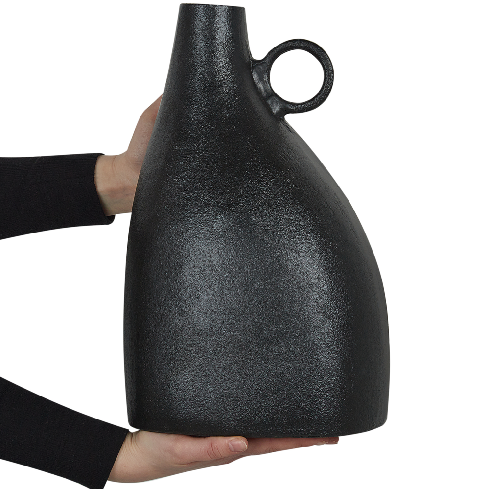 Vaso decorativo in metallo alluminio nero 36 cm decorazione casa accessorio