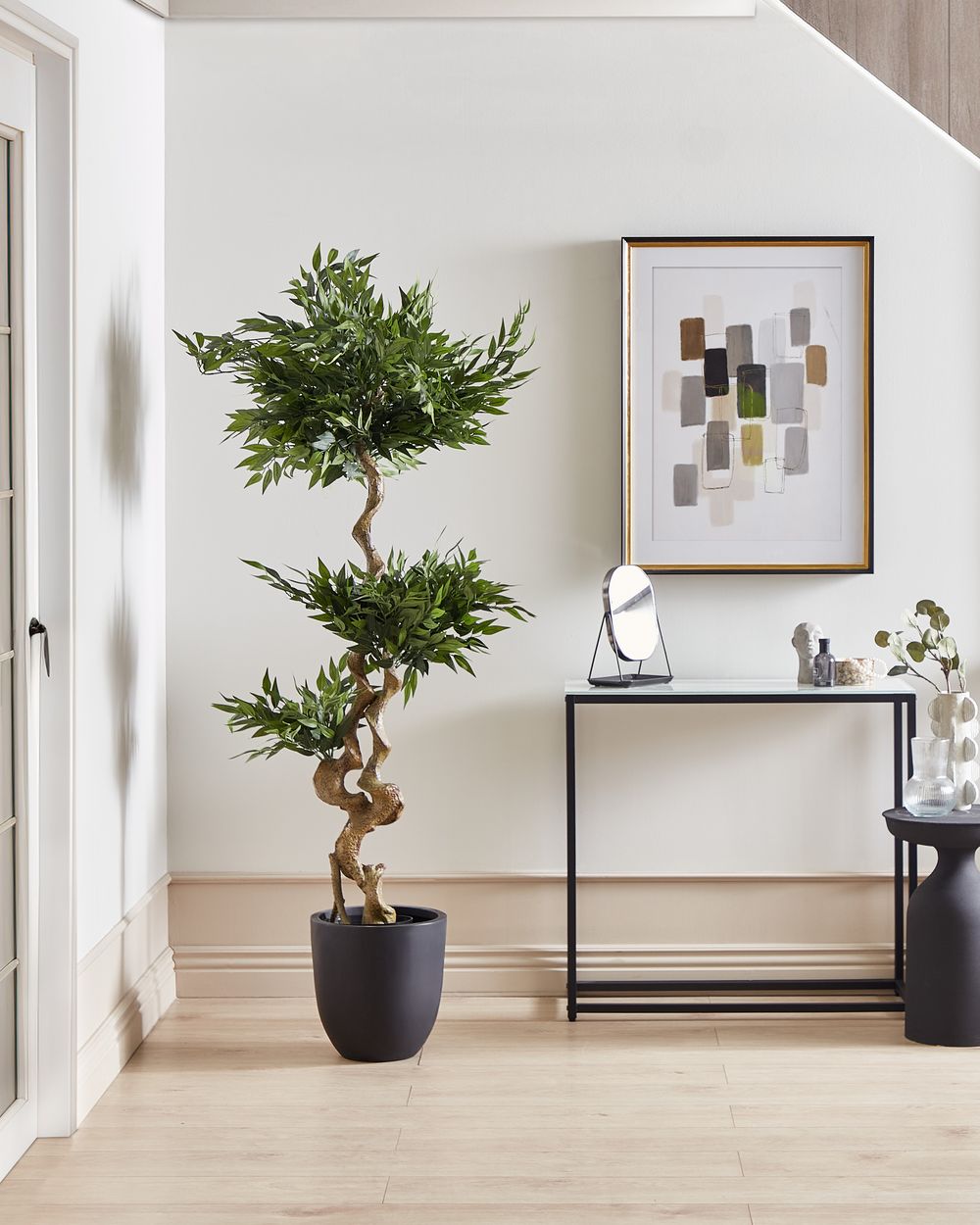 Pianta artificiale in vaso in plastica Ruscus 166 cm accessorio decorativo boho