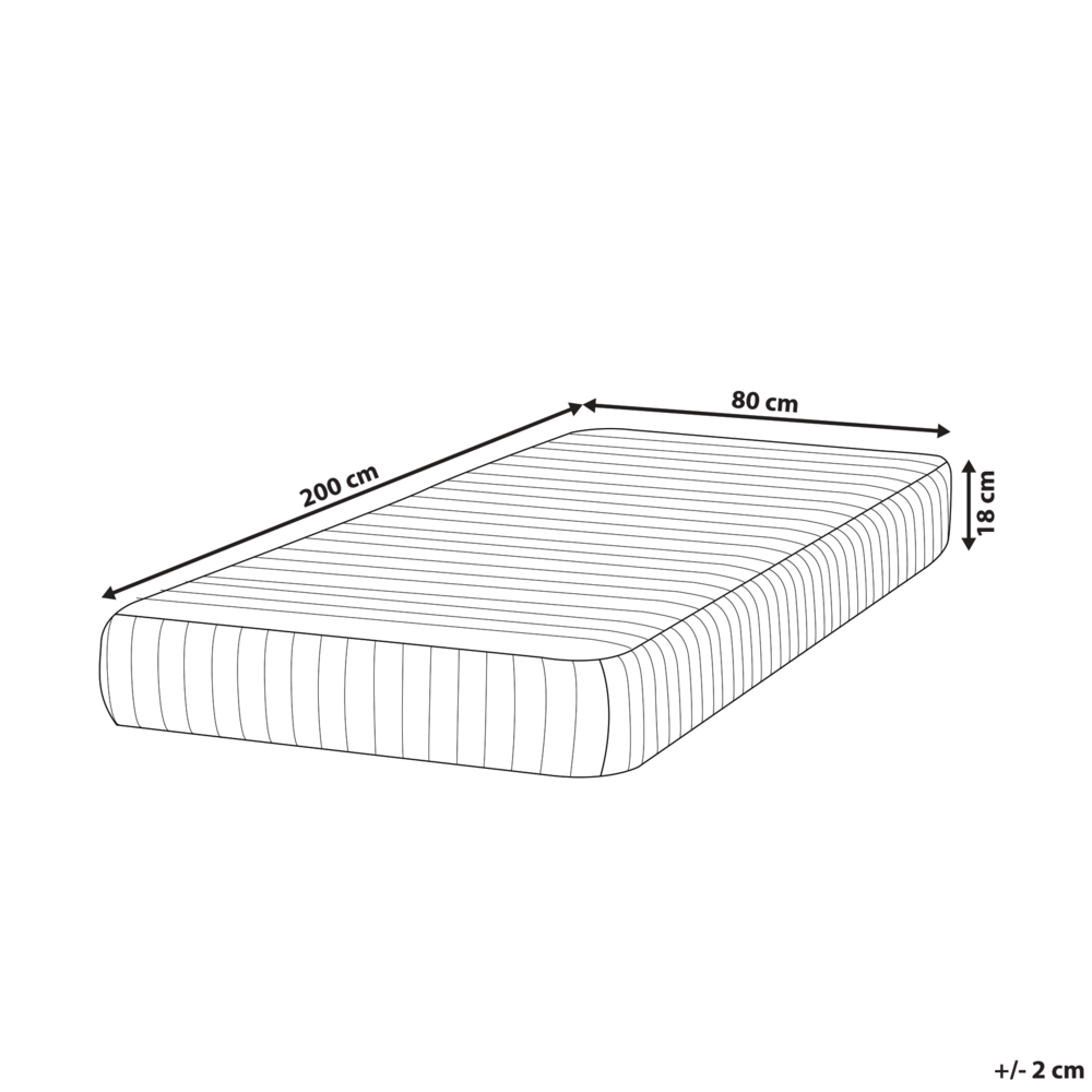 Materasso rigido a molle insacchettate con schiuma viscoelastica a 7 zone 80 x 200 design moderno