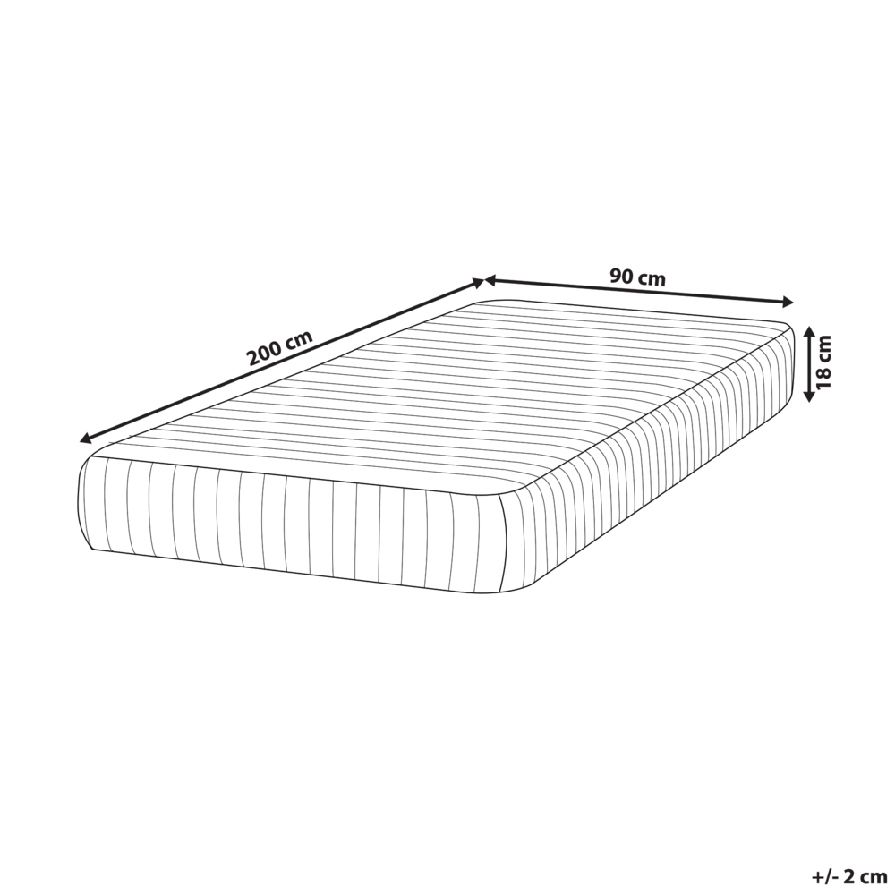 Materasso rigido a molle insacchettate con schiuma viscoelastica a 7 zone 90 x 200 design moderno