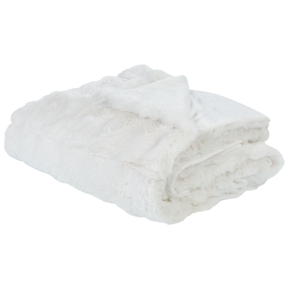 Coperta in finta pelliccia bianco 200 x 220 cm camera da letto