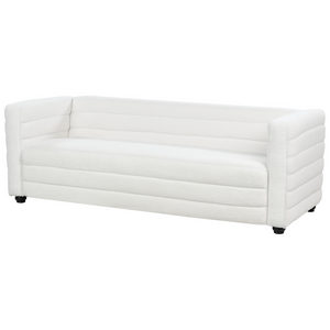 Divano a 3 posti rivestito in tessuto poliestere bouclè bianco sporco design moderno