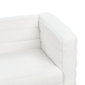 Divano a 3 posti rivestito in tessuto poliestere bouclè bianco sporco design moderno