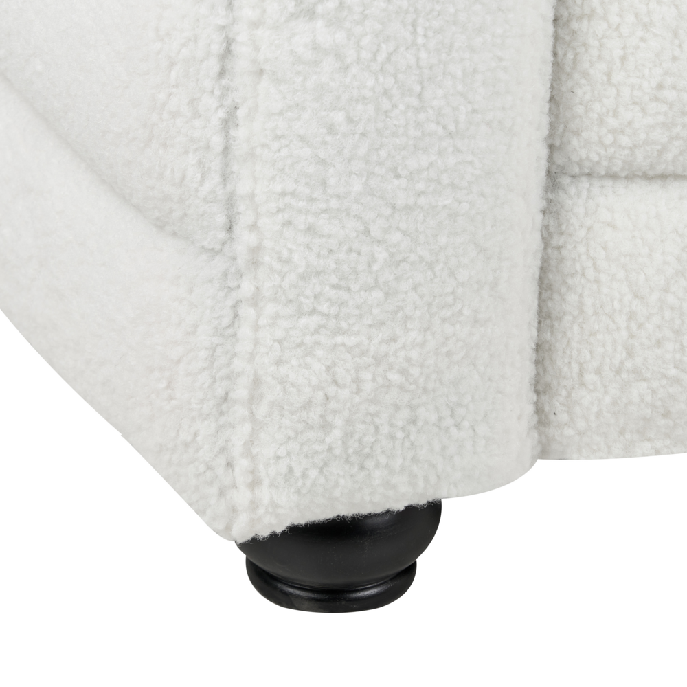 Divano a 3 posti rivestito in tessuto poliestere bouclè bianco sporco design moderno