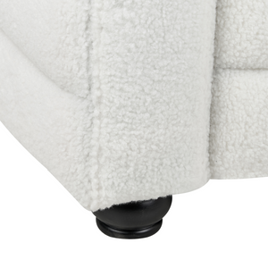 Divano a 3 posti rivestito in tessuto poliestere bouclè bianco sporco design moderno