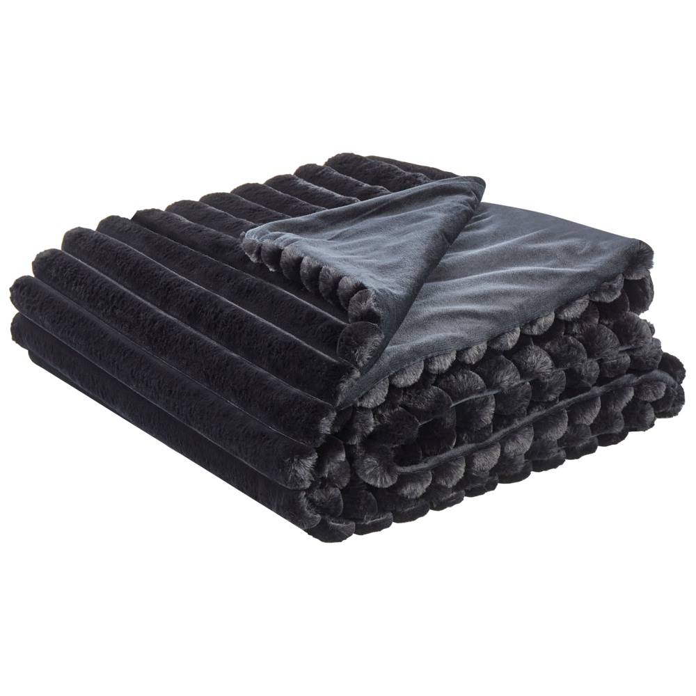 Copriletto decorativo in tessuto morbido 150 x 200 cm nero camera da letto