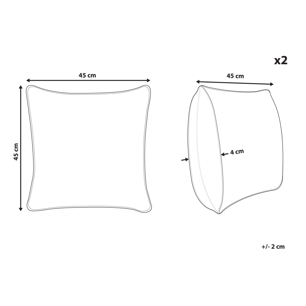 Set di 2 cuscini tessuto beige 4 chiaro 5 x 45 cm camera da letto soggiorno