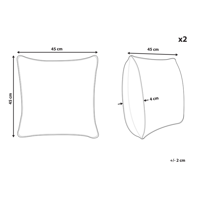 Set di 2 cuscini tessuto beige 4 chiaro 5 x 45 cm camera da letto soggiorno