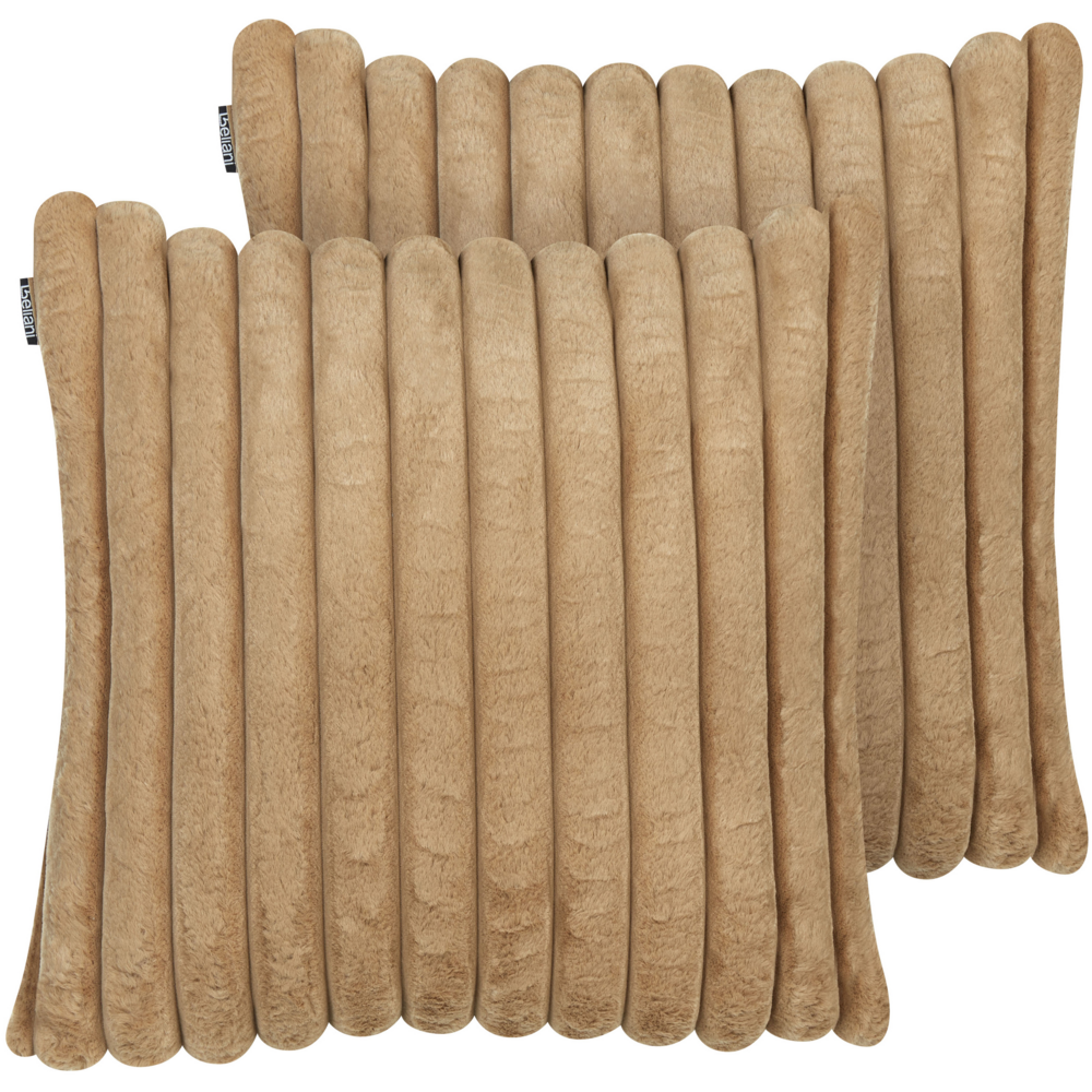 Set di 2 cuscini tessuto marrone chiaro 45 x 45 cm camera da letto soggiorno