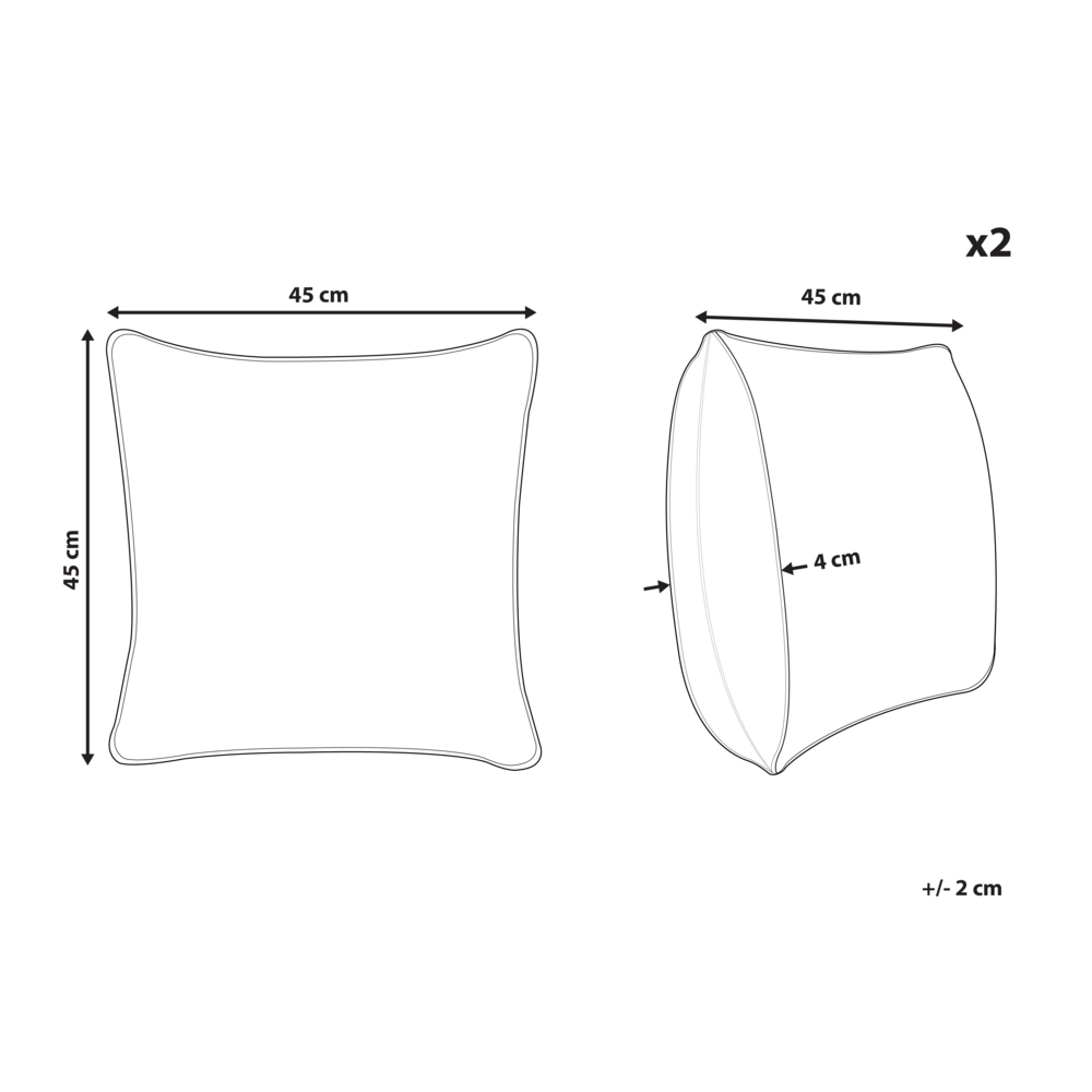 Set di 2 cuscini tessuto bianco 45 x 45 cm camera da letto soggiorno