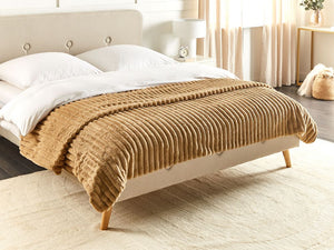 Copriletto decorativo in tessuto morbido 200 x 220 cm marrone chiaro camera da letto