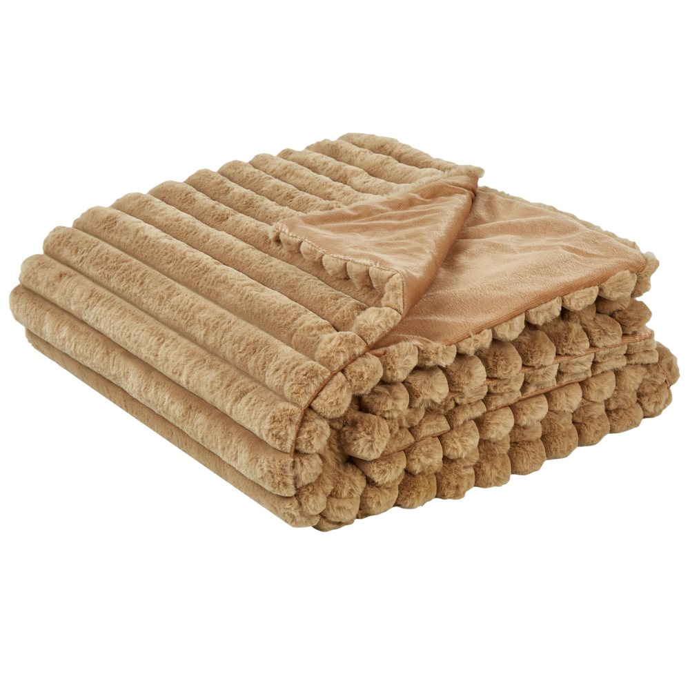 Copriletto decorativo in tessuto morbido 200 x 220 cm marrone chiaro camera da letto