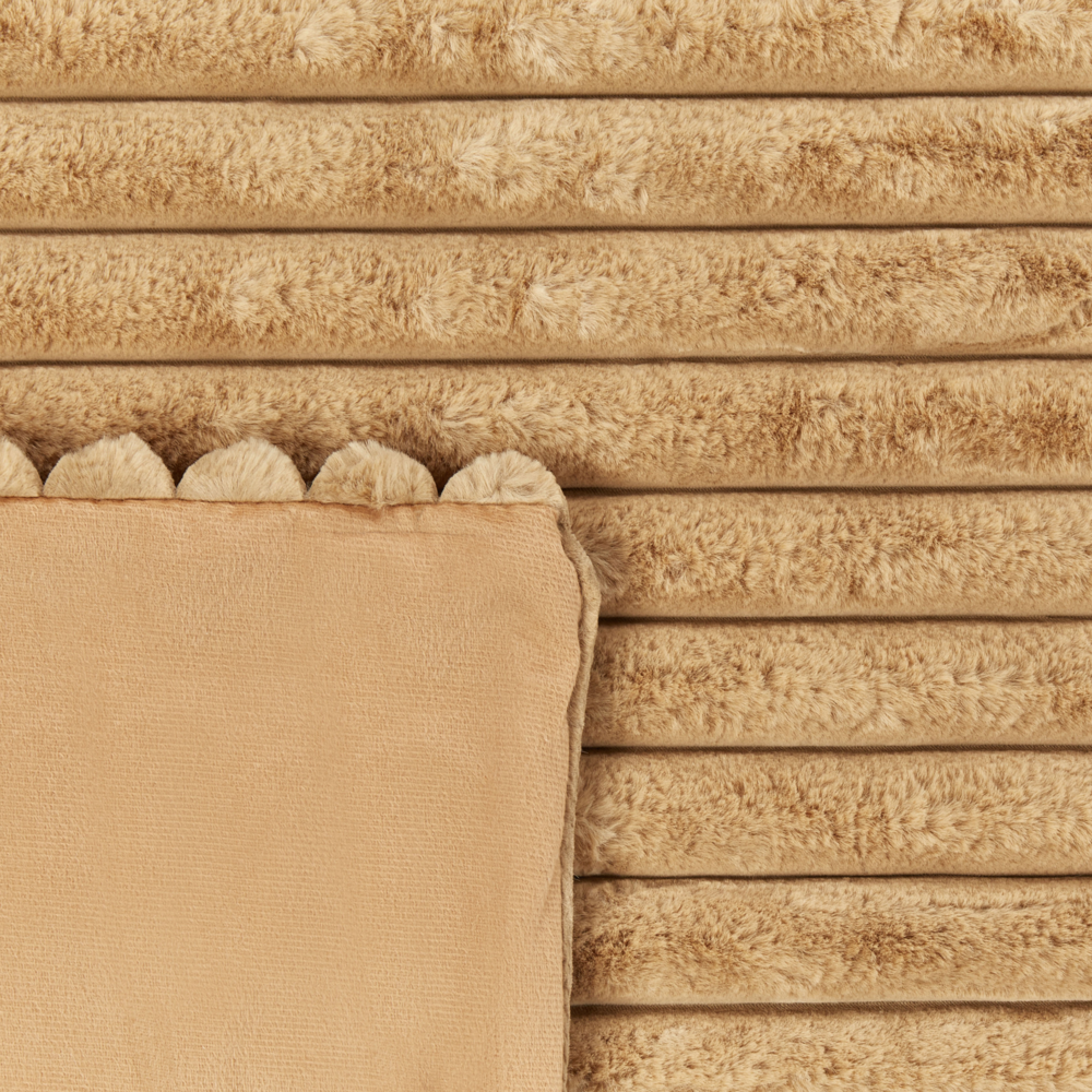 Copriletto decorativo in tessuto morbido 200 x 220 cm marrone chiaro camera da letto