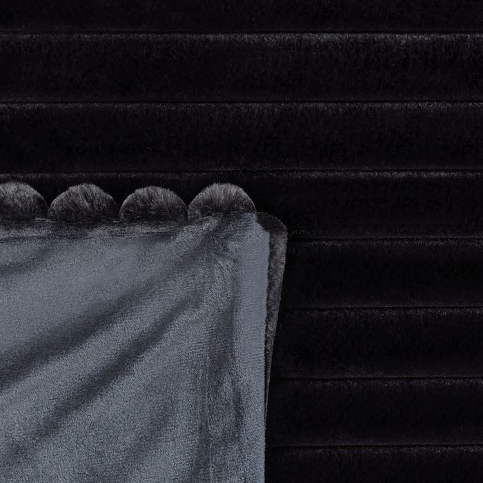 Copriletto decorativo in tessuto morbido 200 x 220 cm nero camera da letto