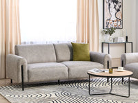 Divano 3 posti rivestito in tessuto effetto pelle grigio schienale regolabile stile moderno