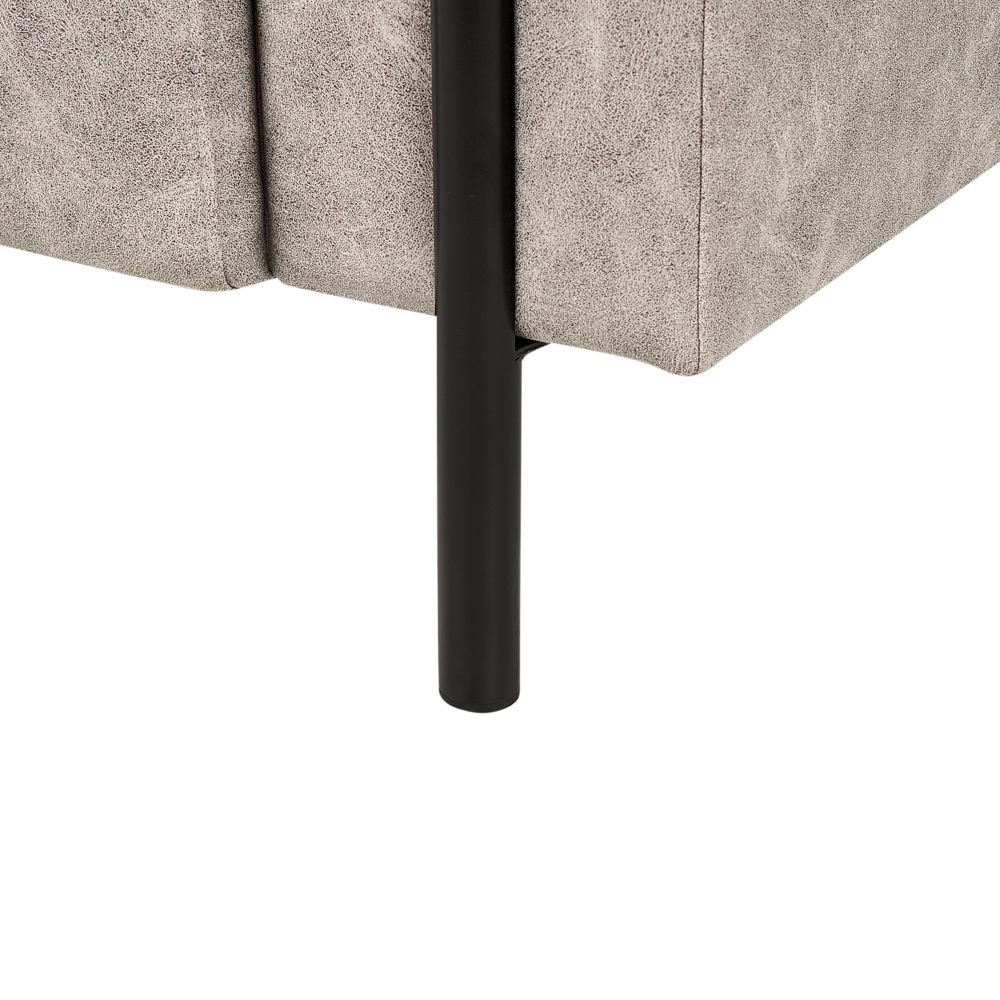 Divano 3 posti rivestito in tessuto effetto pelle grigio schienale regolabile stile moderno