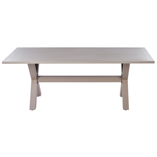 Tavolo da pranzo per esterno con piano a doghe in alluminio grigio 200 x 105 cm rettangolare per esterno moderno industriale