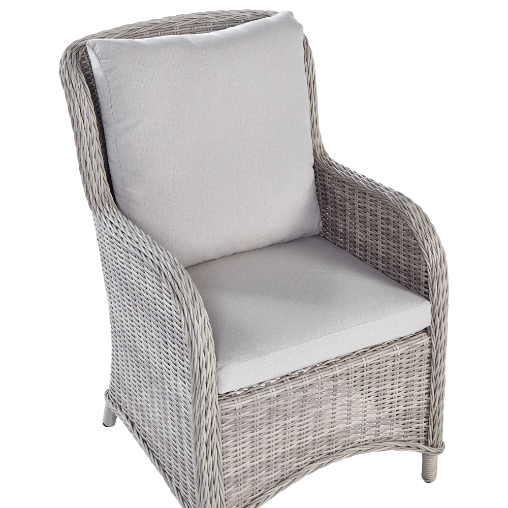 Set di 2 sedie da giardino beige rattan sintetico con cuscini da esterno moderno