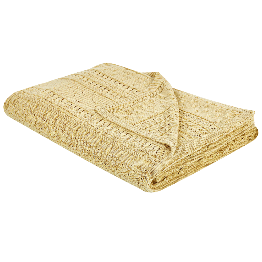 Copriletto Giallo Tessuto di cotone 150 x 200 cm Decorativo Biancheria da letto Design Classico Camera da letto