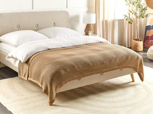 Copriletto in tessuto di cotone marrone chiaro 150 x 200 cm Decorativo Biancheria da letto Design classico Camera da letto