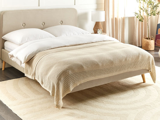 Copriletto in tessuto di cotone beige 150 x 200 cm Decorativo Biancheria da letto Design classico Camera da letto