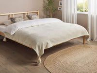 Copriletto in tessuto di cotone cinigliato beige 200 x 220 cm con frange Decorativo Biancheria da letto Design classico Camera da letto