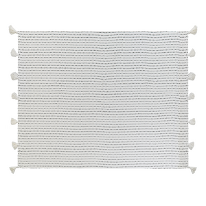 Copriletto in tessuto di cotone bianco sporco 150 x 200 cm con frange Decorativo Biancheria da letto Design classico Camera da letto