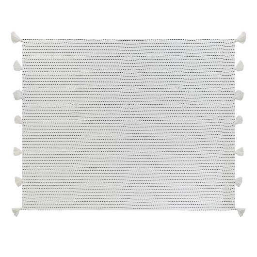 Copriletto in tessuto di cotone bianco sporco 150 x 200 cm con frange Decorativo Biancheria da letto Design classico Camera da letto