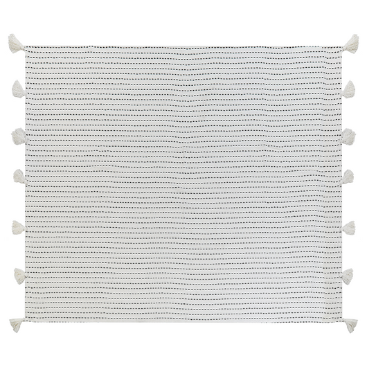 Copriletto in tessuto di cotone bianco sporco 220 x 240 cm con frange Decorativo Biancheria da letto Design classico Camera da letto